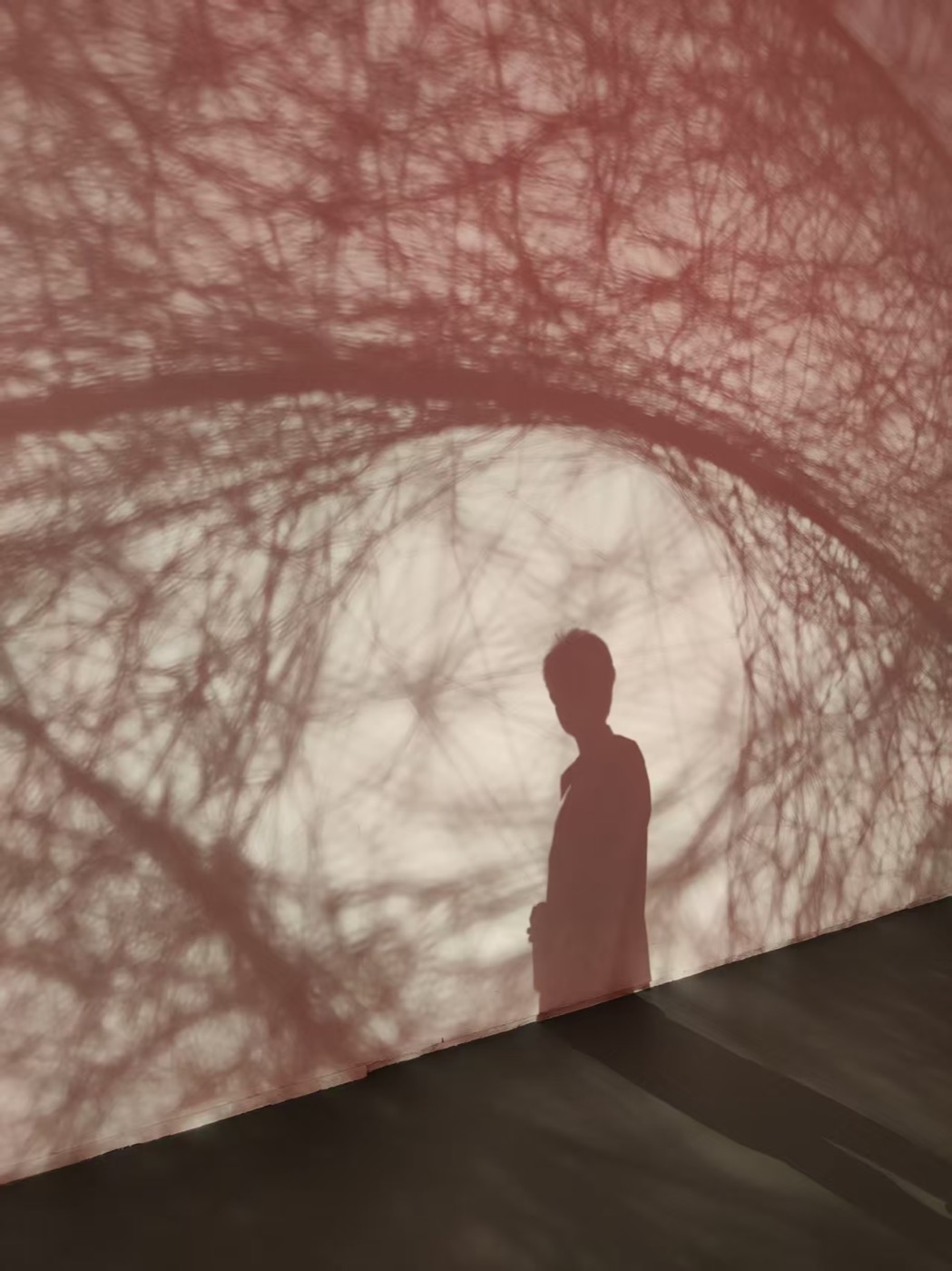 Zicong's silhouette inside an immersive art installation