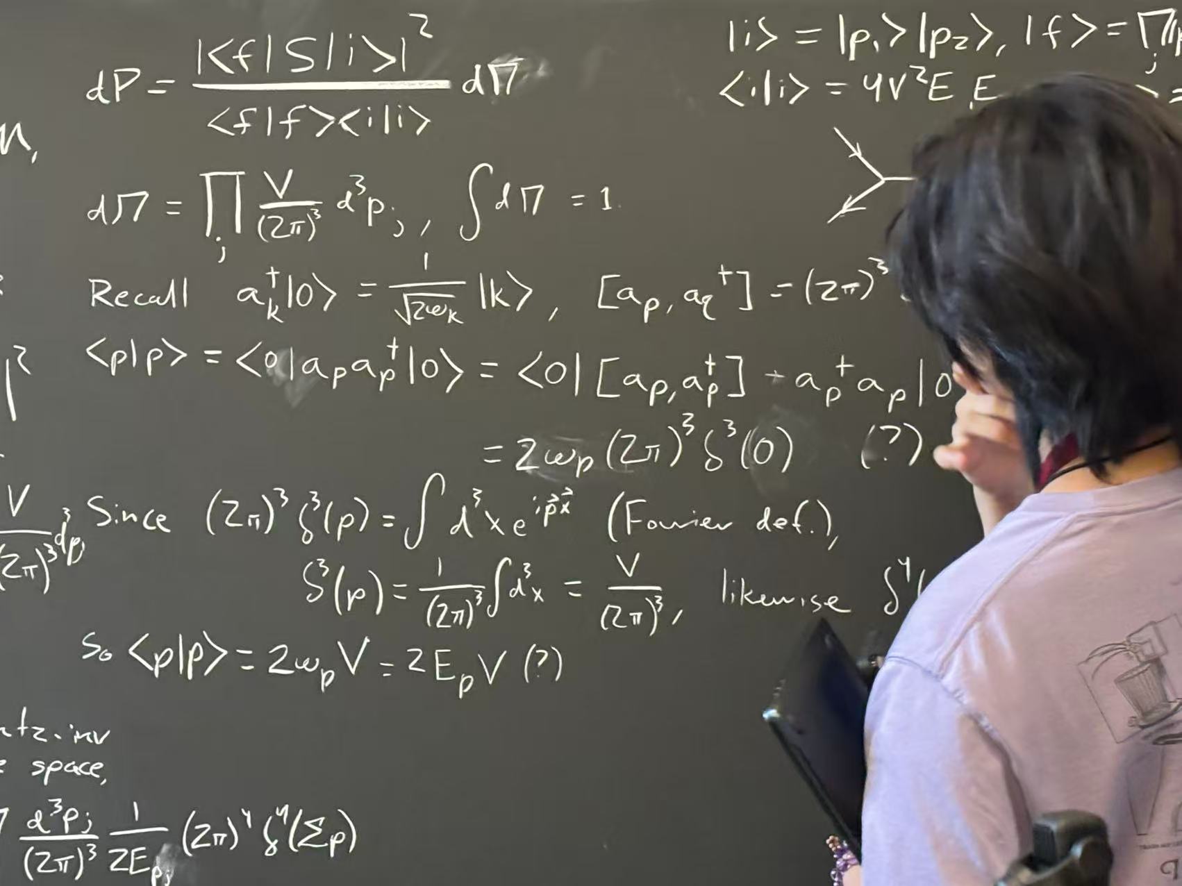 A blackboard dense with mathematical notation